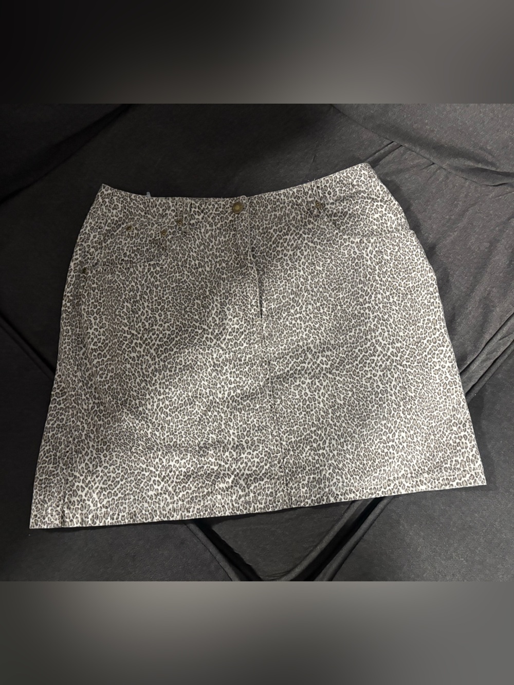 Women's Grey Leopard Print A-Line Denim Skirt
